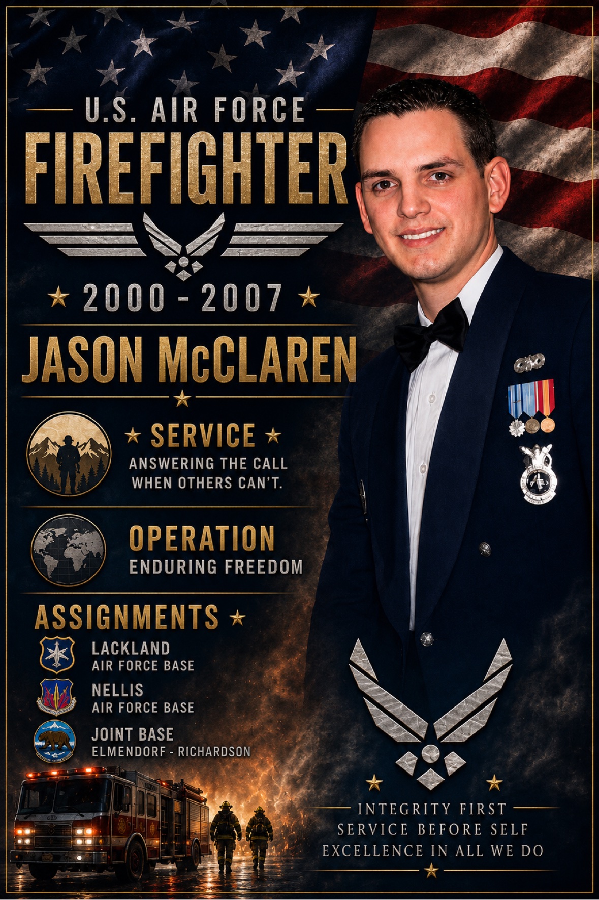 Jason McClaren — U.S. Air Force Firefighter 2000–2007 service poster